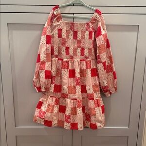 Classic prep Patchwork Red and Pink Kids Dress size 7